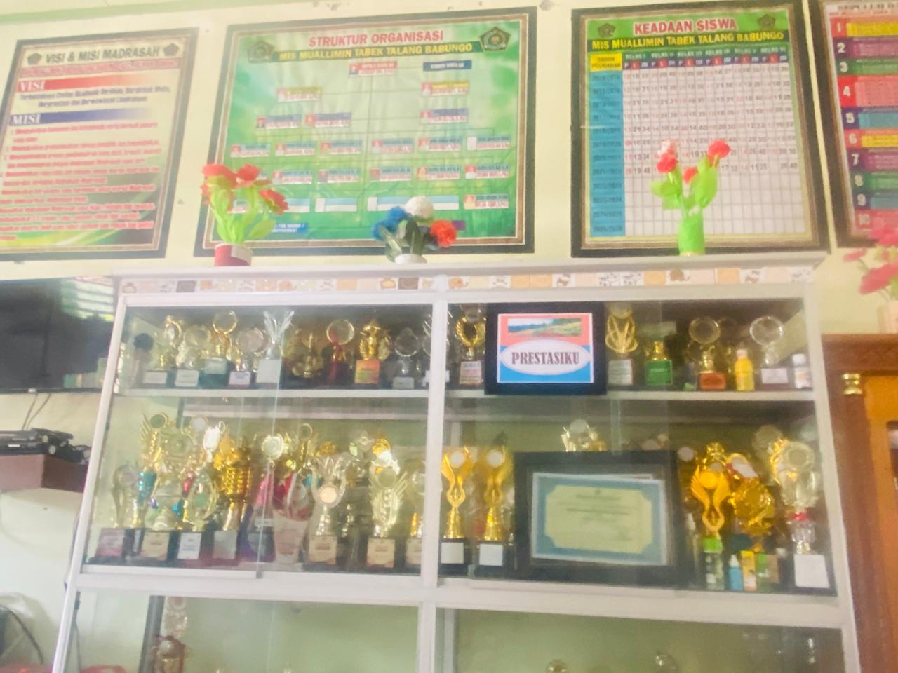 Berbagai macam dilahirkan oleh MIS Muallimin. Terlihat jejeran piala-piala buah prestasi yang dicetak sekolah. (Foto: SISCA OS/SumbarFokus.com)